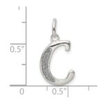 Sterling Silver Polished Glitter Enamel Letter C Iniital Charm - Image 4