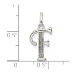 Sterling Silver Polished Glitter Enamel Letter F Initial Charm - Image 3