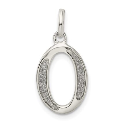Sterling Silver Polished Glitter Enamel Letter O Initial Charm
