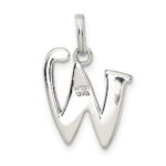 Sterling Silver Polished Glitter Enamel Letter W Initial Charm - Image 4