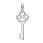 Sterling Silver Polished Heart Key Pendant - Image 3