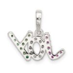 Sterling Silver Polished Red White & Green CZ Joy Pendant - Image 3