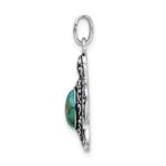 Sterling Silver Rhodium-plated Antiqued Reconstituted Turquoise Turtle Pendant - Image 2