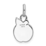 Sterling Silver Rhod-plated Polished Enamel & Glitter Fabric Apple Charm - Image 3