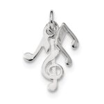 Sterling Silver Rhod-plated Polished Music Notes Charm