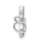 Sterling Silver Rhodium-plated Polished w/CZ Flying Pig Chain Slide - Image 2