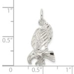 Sterling Silver Polished and Diamond-cut Eagle Pendant - Image 4