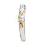 Sterling Silver & Gold Tone CZ Cross Chain Slide - Image 2