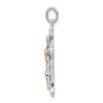 Sterling Silver Platinum-plated & Gold Tone Crucifix Pendant - Image 2