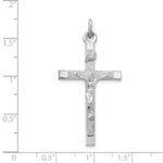 Sterling Silver Platinum-plated Textured Crucifix Cross Pendant - Image 4