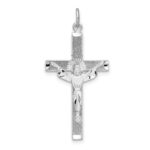 Sterling Silver Platinum-plated Textured Risen Christ Cross Pendant