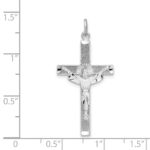 Sterling Silver Platinum-plated Textured Risen Christ Cross Pendant - Image 4