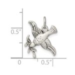 Sterling Silver Antiqued Diamond-Cut Bird Pendant - Image 4