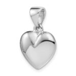 Sterling Silver Rhodium-plated Polished Bell inside Puffed Heart Pendant - Image 5