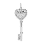 Sterling Silver Rhod-plated CZ Love Key Pendant - Image 3