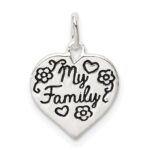 Sterling Silver Enamel MY FAMILY Heart Charm