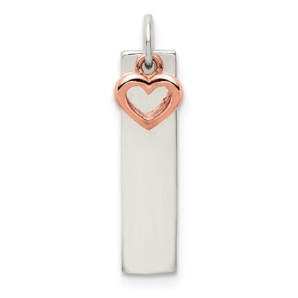 Sterling Silver & Rose-tone Bar & Heart Charm