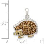 Sterling Silver Rhod-pltd Brown Preciosa Crystal Hedgehog Pendant - Image 4