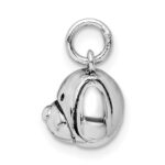 Sterling Silver Rhodium-plated Antiqued Dog Head Pendant - Image 2