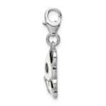 Sterling Silver Rhodium-plated Enameled Panda w/Lobster Clasp Charm - Image 2