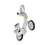 Sterling Silver Rhodium-plated Enameled Moveable Bicycle Pendant - Image 4