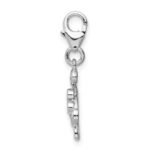 Sterling Silver Rhodium-plated CZ Crab with Lobster Clasp Charm - Image 2