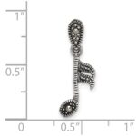 Sterling Silver Antiqued Marcasite Music Note Pendant - Image 4
