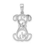 Sterling Silver Rhodium Plated Dog Pendant - Image 3