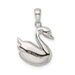Sterling Silver Rhodium-plated Imitation Pearl Swan Pendant - Image 3