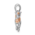 Sterling Silver Rhodium-plated Rose Gold-plated 3D Unicorn Pendant - Image 2