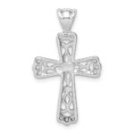 Sterling Silver Rhodium-plated Filigree Textured Cross Pendant - Image 3