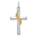 Sterling Silver Platinum-plated & Gold Tone Cross Pendant