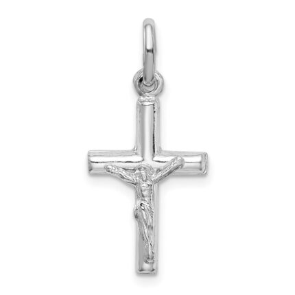 Sterling Silver Rhodium-plated Polished Crucifix Cross Pendant