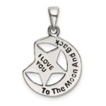 Sterling Silver I LOVE YOU TO THE MOON Antiqued Star and Moon Pendant