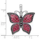 De-Ani Sterling Silver Rhodium-Plated Polished Enameled Purple Butterfly Pendant - Image 4