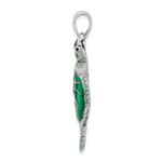 De-Ani Sterling Silver Rhodium-Plated Polished Enameled Green Sea Turtle Pendant - Image 2