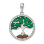 De-Ani Sterling Silver Rhodium-Plated Polished Enameled Tree of Life Pendant - Image 3