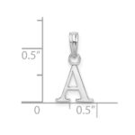 Sterling Silver Rhodium-plated Polished Block Initial -A- Pendant - Image 4