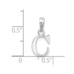 Sterling Silver Rhodium-plated Polished Block Initial -C- Pendant - Image 4