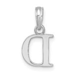 Sterling Silver Rhodium-plated Polished Block Initial -D- Pendant - Image 3