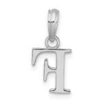 Sterling Silver Rhodium-plated Polished Block Initial -F- Pendant - Image 3