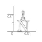 Sterling Silver Rhodium-plated Polished Block Initial -N- Pendant - Image 4