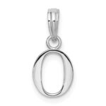 Sterling Silver Rhodium-plated Polished Block Initial -O- Pendant - Image 3