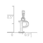 Sterling Silver Rhodium-plated Polished Block Initial -P- Pendant - Image 4