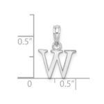 Sterling Silver Rhodium-plated Polished Block Initial -W- Pendant - Image 4