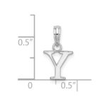 Sterling Silver Rhodium-plated Polished Block Initial -Y- Pendant - Image 4