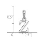Sterling Silver Rhodium-plated Polished Block Initial -Z- Pendant - Image 4