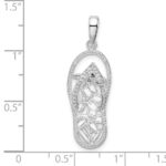 De-Ani Sterling Silver Rhodium-Plated 3D Cut-Out Flowers Flip-flop Pendant - Image 4