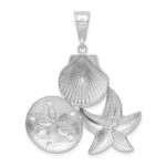 De-Ani Sterling Silver Rhodium-plated Polished and Textured Sea Life Pendant - Image 3