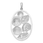 De-Ani Sterling Silver Rhodium-plated Polished Shells Oval Pendant - Image 4